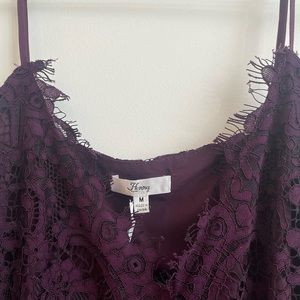 ⚡️NWT Bodysuit Lined Lace Plum Bikini Cut Button Closure Tank Top Adjustable | M